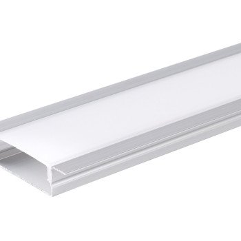 Profilis LED juostai, įleidžiamas, sidabrinis, baltas dangtelis, 41x10mm