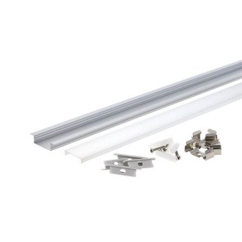 Profilis LED juostai, įleidžiamas, sidabrinis, baltas dangtelis, 41x10mm