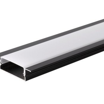 Profilis LED juostai, įleidžiamas, juodas, baltas dangtelis, 41x10mm