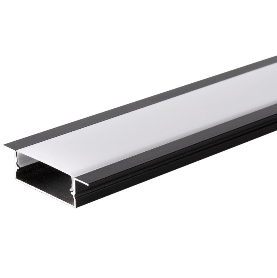 Profilis LED juostai, įleidžiamas, juodas, baltas dangtelis, 41x10mm