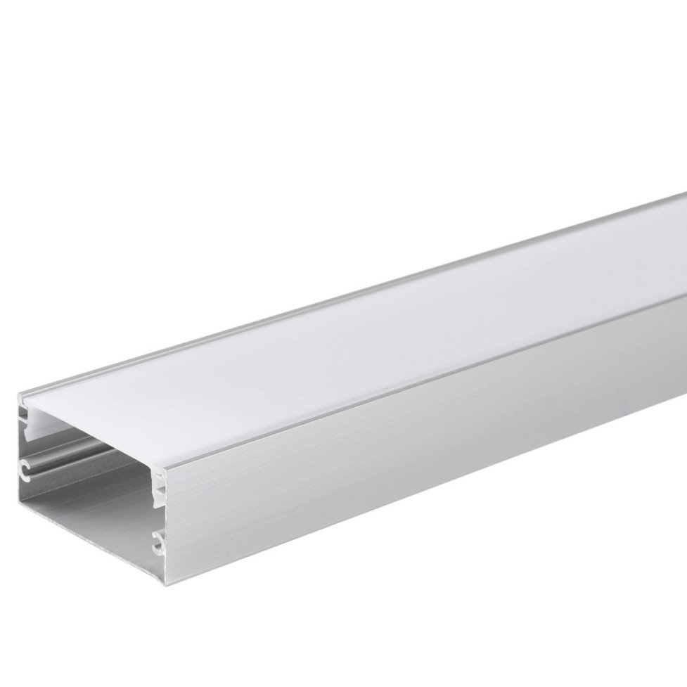 Profilis LED juostai, paviršinis, sidabrinis, baltas dangtelis, 40x20mm Profilis LED juostai, paviršinis, sidabrinis, baltas dangtelis, 40x20mm