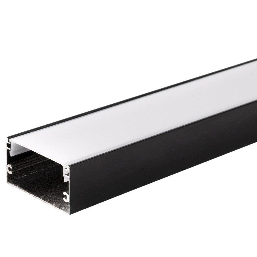 Profilis LED juostai, paviršinis, juodas, baltas dangtelis, 40x20mm