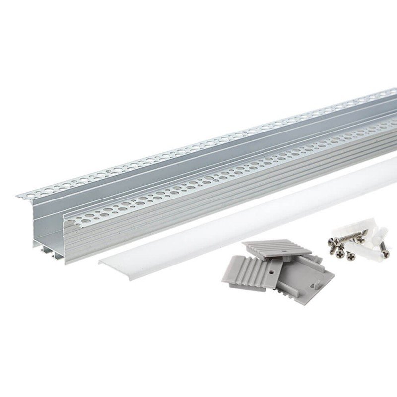 Profilis LED juostai, priglaistomas, sidabrinis, baltas dangtelis, 71.5x35mm Profilis LED juostai, priglaistomas, sidabrinis, baltas dangtelis, 71.5x35mm