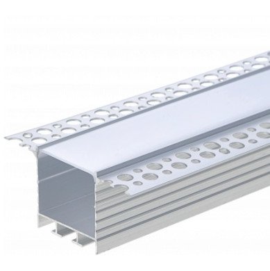 Profilis LED juostai, priglaistomas, sidabrinis, baltas dangtelis, 71.5x35mm Profilis LED juostai, priglaistomas, sidabrinis, baltas dangtelis, 71.5x35mm
