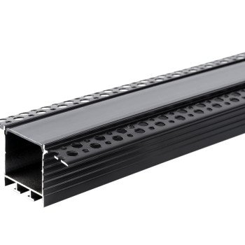 Profilis LED juostai, priglaistomas, juodas, juodas dangtelis, 71.5x35mm