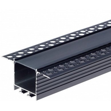 Profilis LED juostai, priglaistomas, juodas, juodas dangtelis, 71.5x35mm