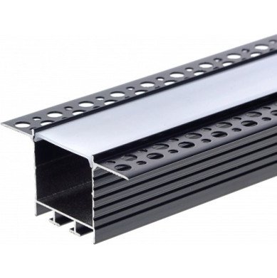 Profilis LED juostai, priglaistomas, juodas, baltas dangtelis, 71.5x35mm