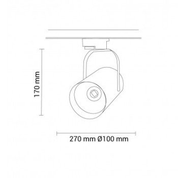 LED bėginis šviestuvas, 3F, 25W, 2000Lm, juodas, šalta balta šviesa