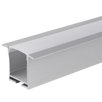 Profilis LED juostai, įleidžiamas, sidabrinis, baltas dangtelis, 36x23.5mm