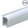 Profilis LED juostai, įleidžiamas, sidabrinis, baltas dangtelis, 36x23.5mm Profilis LED juostai, įleidžiamas, sidabrinis, baltas dangtelis, 36x23.5mm