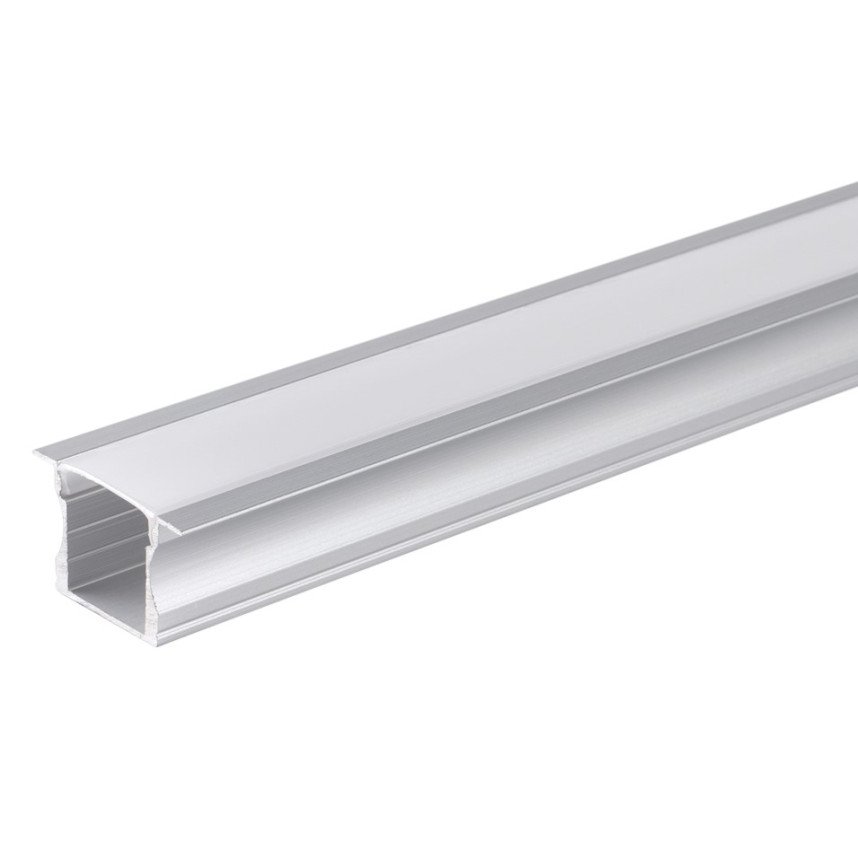 Profilis LED juostai, įleidžiamas, sidabrinis, baltas dangtelis, 24x14mm Profilis LED juostai, įleidžiamas, sidabrinis, baltas dangtelis, 24x14mm