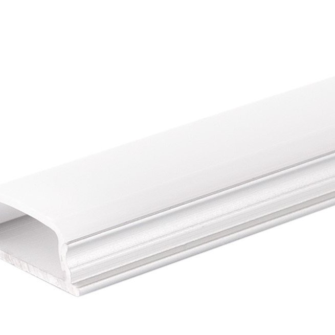 Profilis LED juostai, paviršinis, sidabrinis, baltas dangtelis, 18*6mm