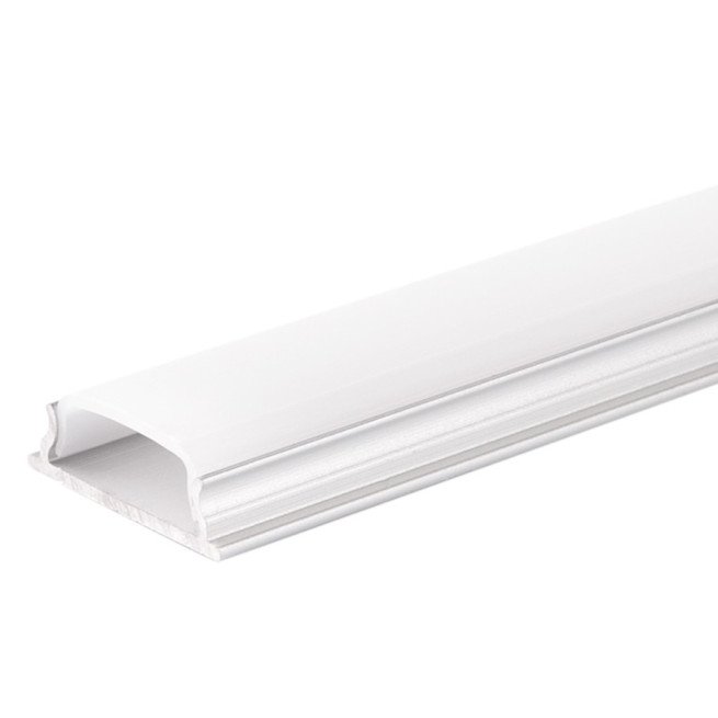 Profilis LED juostai, paviršinis, sidabrinis, baltas dangtelis, 18*6mm