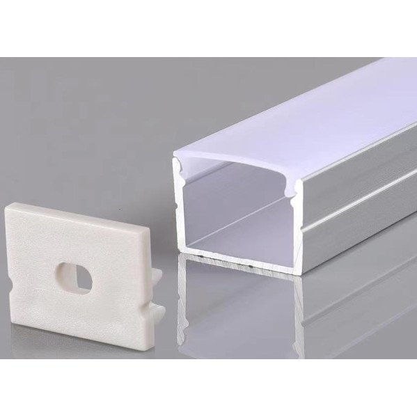 Profilis LED juostai, paviršinis, sidabrinis, baltas dangtelis, 19.3x13mm Profilis LED juostai, paviršinis, sidabrinis, baltas dangtelis, 19.3x13mm