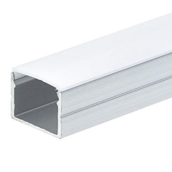 Profilis LED juostai, paviršinis, sidabrinis, baltas dangtelis, 19.3x13mm
