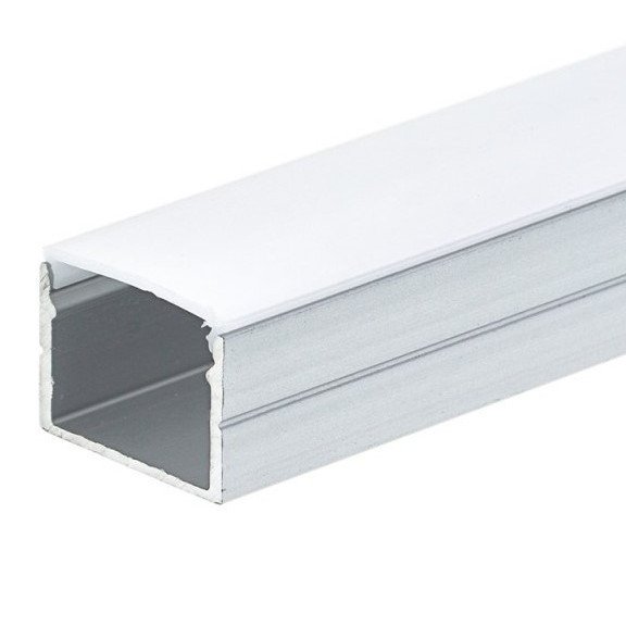 Profilis LED juostai, paviršinis, sidabrinis, baltas dangtelis, 19.3x13mm