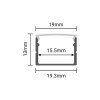 Profilis LED juostai, paviršinis, sidabrinis, baltas dangtelis, 19.3x13mm