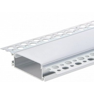 Profilis LED juostai, priglaistomas, sidabrinis, baltas dangtelis, 50x20mm Profilis LED juostai, priglaistomas, sidabrinis, baltas dangtelis, 50x20mm