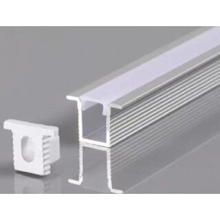 Profilis LED juostai, įleidžiamas, sidabrinis, baltas dangtelis, 12.4x9mm