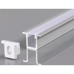 Profilis LED juostai, įleidžiamas, sidabrinis, baltas dangtelis, 12.4x9mm