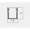 Profilis LED juostai, paviršinis, sidabrinis, baltas dangtelis, 7.8x9mm