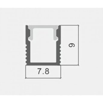 Profilis LED juostai, paviršinis, sidabrinis, baltas dangtelis, 7.8x9mm
