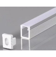 Profilis LED juostai, paviršinis, sidabrinis, baltas dangtelis, 7.8x9mm Profilis LED juostai, paviršinis, sidabrinis, baltas dangtelis, 7.8x9mm