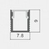 Profilis LED juostai, paviršinis, sidabrinis, baltas dangtelis, 7.8x9mm