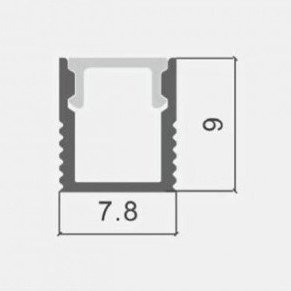 Profilis LED juostai, paviršinis, sidabrinis, baltas dangtelis, 7.8x9mm