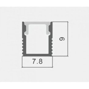 Profilis LED juostai, paviršinis, sidabrinis, baltas dangtelis, 7.8x9mm Profilis LED juostai, paviršinis, sidabrinis, baltas dangtelis, 7.8x9mm