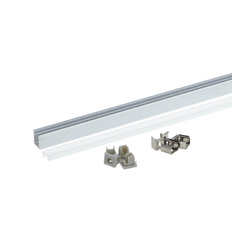 Profilis LED juostai, paviršinis, sidabrinis, baltas dangtelis, 7.8x9mm