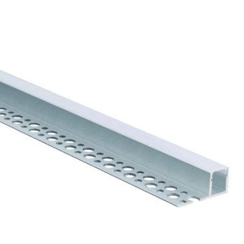 Profilis LED juostai, priglaistomas, sidabrinis, baltas dangtelis Profilis LED juostai, priglaistomas, sidabrinis, baltas dangtelis