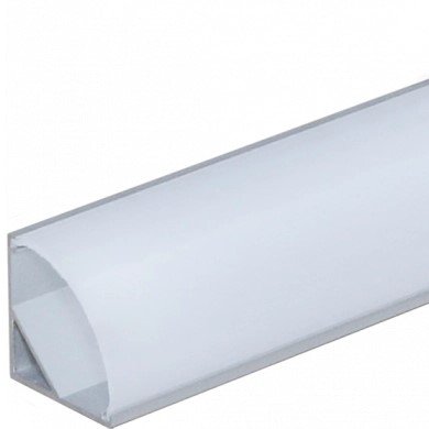 Profilis LED juostai, paviršinis, pilkas, baltas dangtelis, vidiniam kampui, 15.8x15.8mm