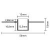 Profilis LED juostai, priglaistomas, pilkas, baltas dangtelis, 56x15mm