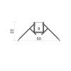 Profilis LED juostai, priglaistomas, pilkas, baltas dangtelis, išoriniam kampui, 53x25mm Profilis LED juostai, priglaistomas, pilkas, baltas dangtelis, išoriniam kampui, 53x25mm