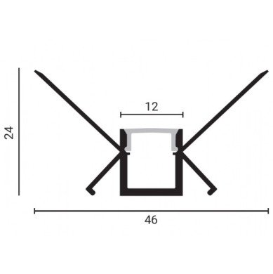 Profilis LED juostai, priglaistomas, pilkas, baltas dangtelis, vidiniam kampui, 48x28mm Profilis LED juostai, priglaistomas, pilkas, baltas dangtelis, vidiniam kampui, 48x28mm