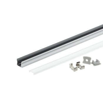 Profilis LED juostai, paviršinis, pilkas, baltas dangtelis, 17.4x7.15mm