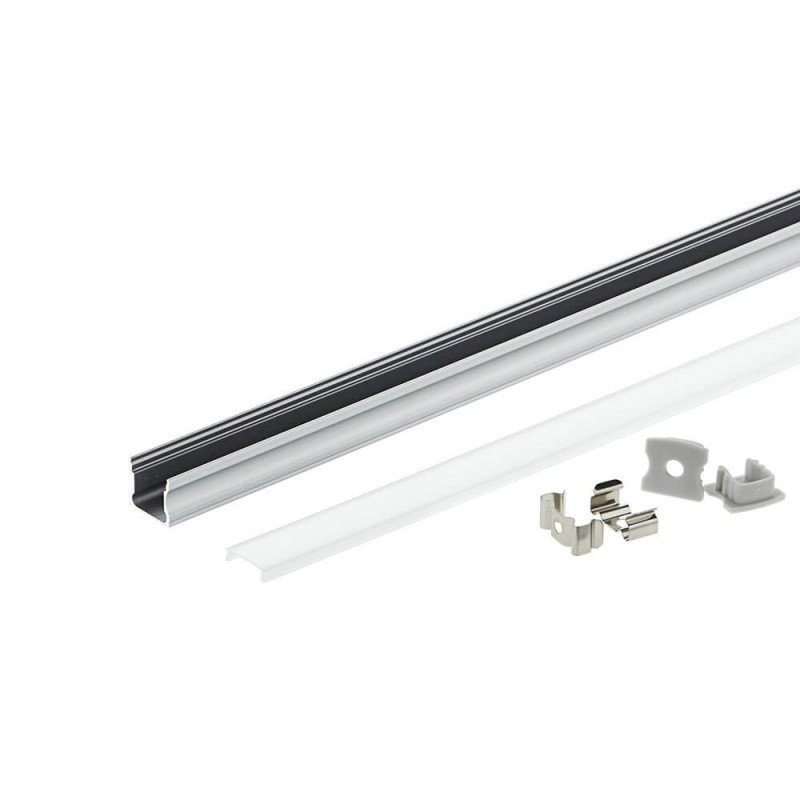 Profilis LED juostai, paviršinis, pilkas, baltas dangtelis, 17.4x7.15mm