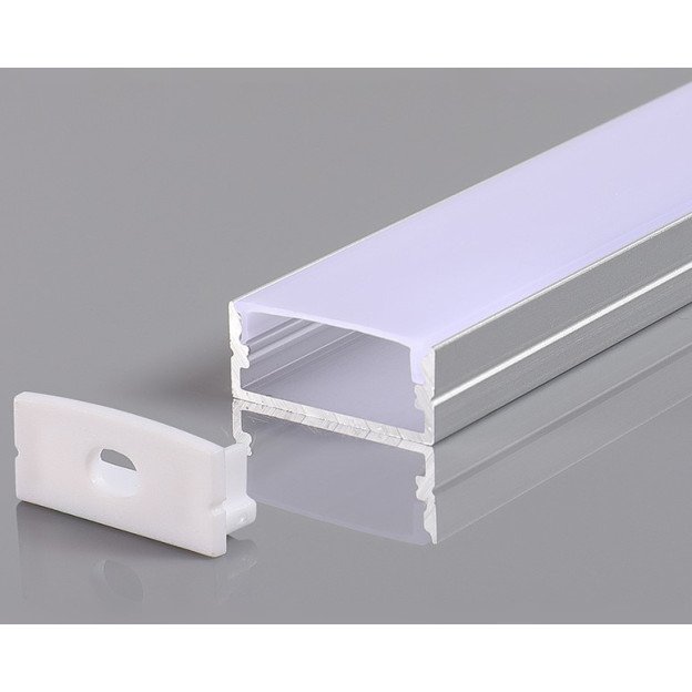 Profilis LED juostai, paviršinis, pilkas, baltas dangtelis, 23.5x10x21.5mm Profilis LED juostai, paviršinis, pilkas, baltas dangtelis, 23.5x10x21.5mm