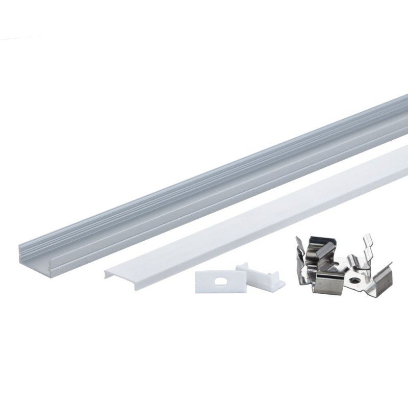Profilis LED juostai, paviršinis, pilkas, baltas dangtelis, 23.5x10x21.5mm Profilis LED juostai, paviršinis, pilkas, baltas dangtelis, 23.5x10x21.5mm