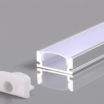 Profilis LED juostai, paviršinis, baltas, baltas dangtelis, 17.4x7x12.4mm
