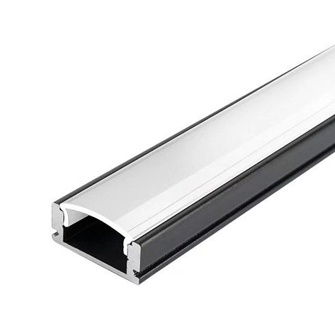 Profilis LED juostai, paviršinis, juodas, baltas dangtelis, 17.4x7x12.4mm