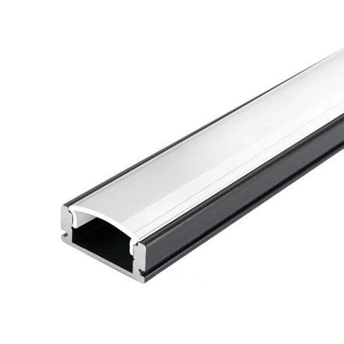Profilis LED juostai, paviršinis, juodas, baltas dangtelis, 17.4x7x12.4mm Profilis LED juostai, paviršinis, juodas, baltas dangtelis, 17.4x7x12.4mm
