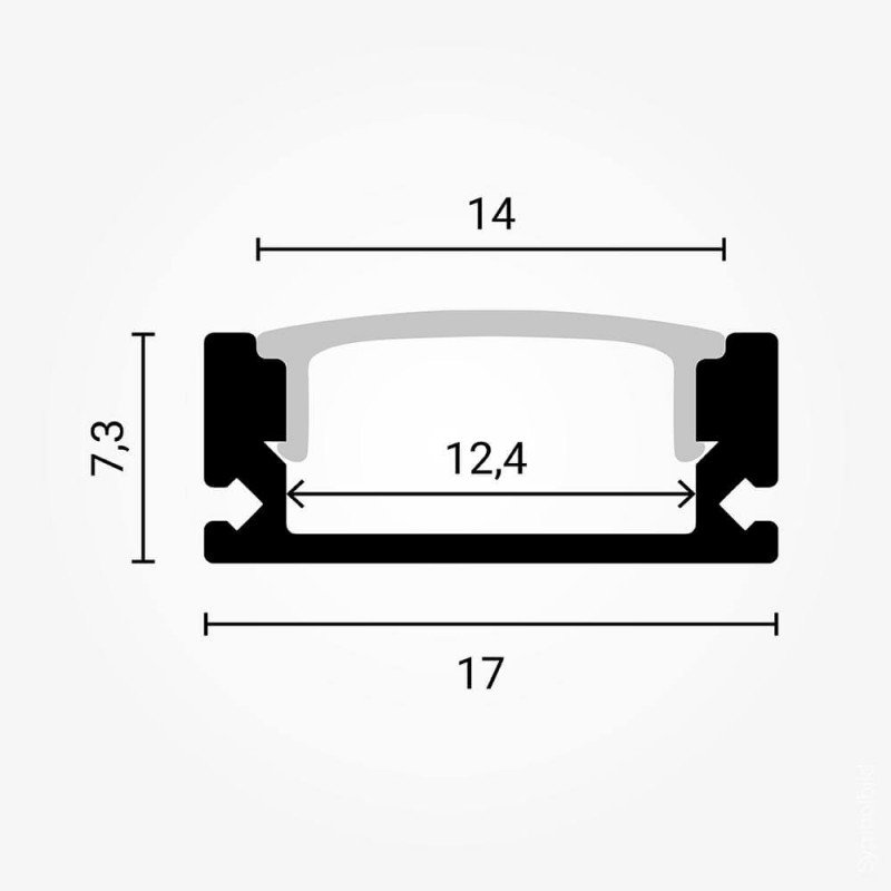 Profilis LED juostai, paviršinis, pilkas, baltas dangtelis, 17.4x7.15mm