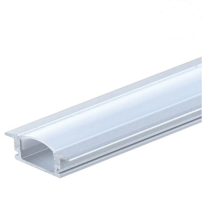 Profilis LED juostai, įleidžiamas, pilkas, baltas dangtelis, 24.5x7mm Profilis LED juostai, įleidžiamas, pilkas, baltas dangtelis, 24.5x7mm