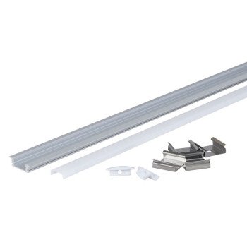 Profilis LED juostai, įleidžiamas, pilkas, baltas dangtelis, 24.5x7mm