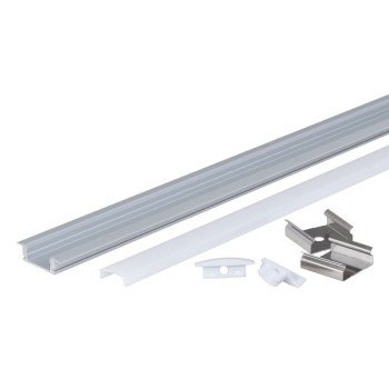 Profilis LED juostai, įleidžiamas, pilkas, baltas dangtelis, 24.5x7mm