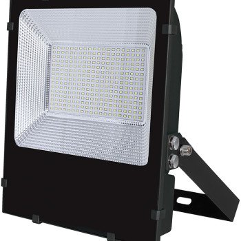 LED prožektorius, juodas, 2 maitinimai, 3 metai garantija, 100W, šalta balta šviesa
