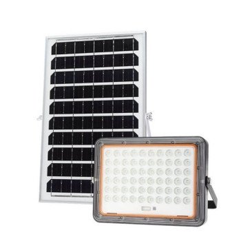LED prožektorius, juodas, su saulės baterija, 10W, šalta balta šviesa
