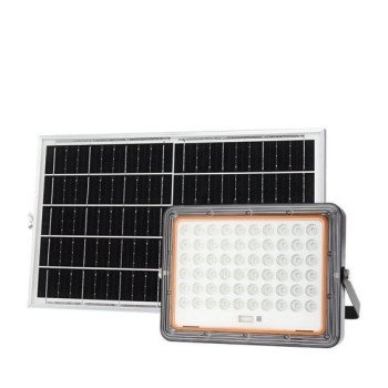 LED prožektorius, juodas, su saulės baterija, 15W, šalta balta šviesa